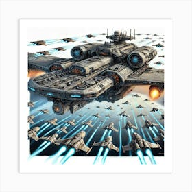 Juggernaut Class Carrier Deploy Drones Iron Commonwealth Art Print