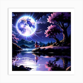 Full Moon At Night Art Print