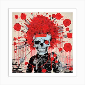 Skull With Roses 6 Art Print