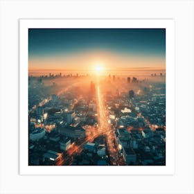 Sunrise Over A City Art Print