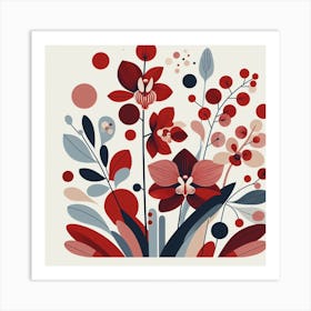 Scandinavian style, Red orchid sprig 2 Art Print