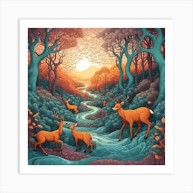 Deer In The Forest Art Print