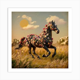 Horse With Flowers Art Print