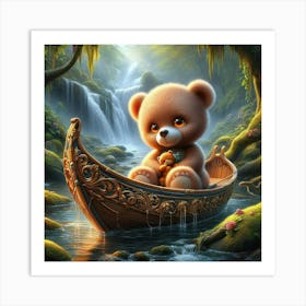 Teddy Bear In A Boat Art Print