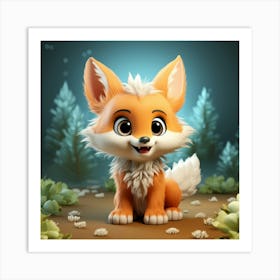 Fox In The Forest 16 Art Print