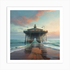 Pier At Sunset Art Print