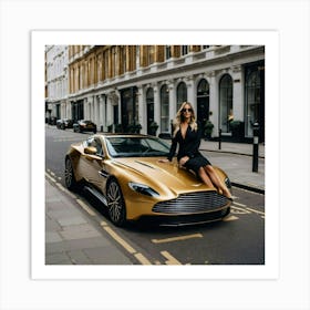 Golden Aston Martin London Art Print