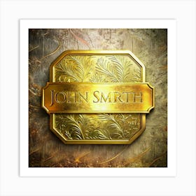 Gold Nameplate With Floral Design Art Print