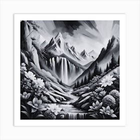 Black And White Landscape Painting Art Print