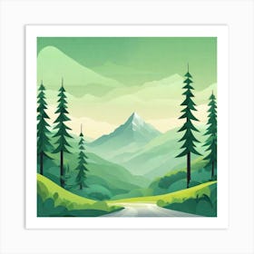 Misty mountains background in green tone 27 Art Print