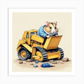 Hamster In A Bulldozer 1 Art Print