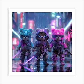 Myeera Care Bears Cartoon As Ninjas Cyberpunk Style V 6 Art Print