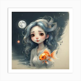 Goldfish Girl 1 Art Print