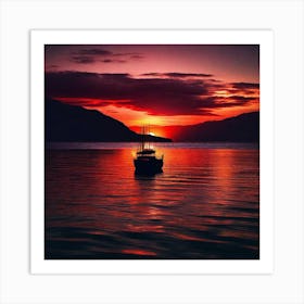 Sunset On A Boat Art Print