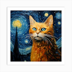 Vincent Van Cat, Van Gogh Inspired Art Print