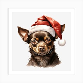 Chihuahua Santa Hat 2 Art Print