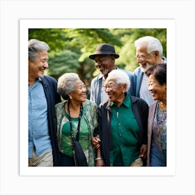 Happy Seniors In The Park Art Print