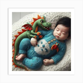 Baby Sleeping With Dragon Art Print