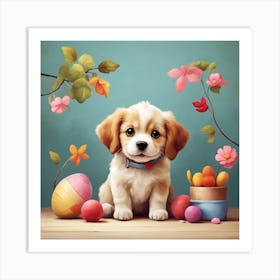 Easter Puppy Art Print