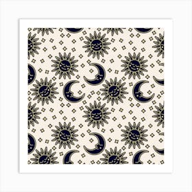 Sun And Moon Pattern Art Print