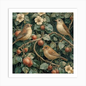 Three Birds On A Branch Art 8 Art Print