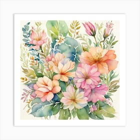 Watercolor Flowers Art Print