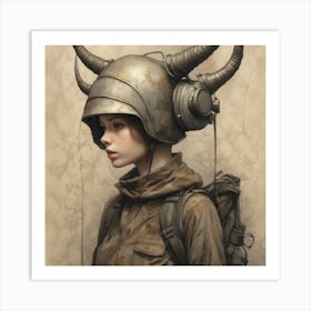 Girl With Horns gaming Art Print