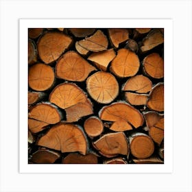 Firefly Stacked Firewood Logs With Natural Wood Texture 37288 (2) Art Print