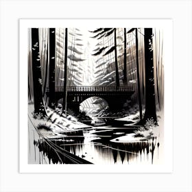 Bridge In The Woods 2 Art Print