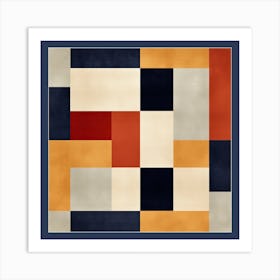 Abstract Geometric Nostalgia: Mid Century Squares Patterns Art Print