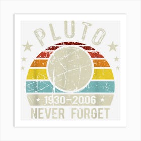 Pluto Never Forget Retro Style Astronomy Space Planet Funny Art Print