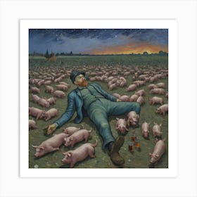 The Cigar and the Chaos: A Twilight Tale Pigs Art Print