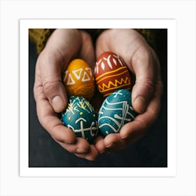 Easter Eggs In Hands Art Print