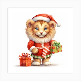 Christmas Lion Art Print