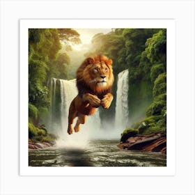 Leaping Lion Art Print