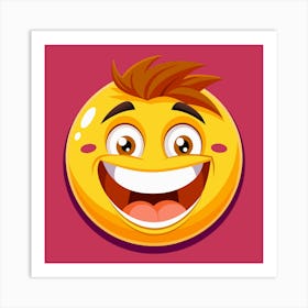 Yellow Emoji Smiley Face With Big Smile 4 Art Print