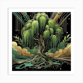 Art Deco style Willow Tree Art Print