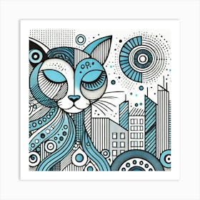 Dusty Crosswalk City Cat Art Print