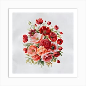 Bouquet Of Red Roses Art Print