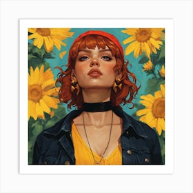 Sunflower Girl Art Print