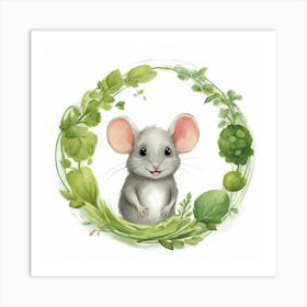 Mouse In A Wreath 1 Art Print