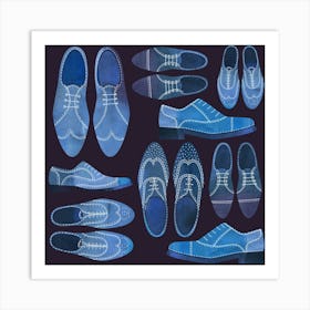 Blue Brogue Shoes Dark Art Print