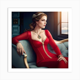 Lady In Red Art Print