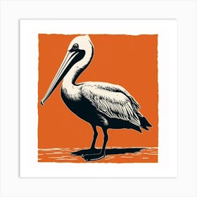 Retro Bird Lithograph Brown Pelican 1 Art Print