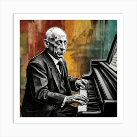 Default Classic Pianist Artwork Picasso Style Drawing 0 Art Print