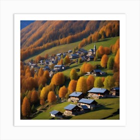 Village In Autumn Mountains (15) Art Print