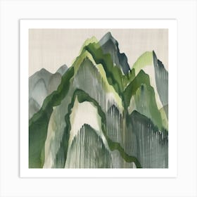 Japanese Watercolour Of Mount Kirigamine 2 Art Print
