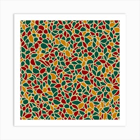 Mosaic Pattern, A Pattern Featuring Abstract Shapes And Mustard Rustic Green, yellow And Red Colors, 120 Art Print