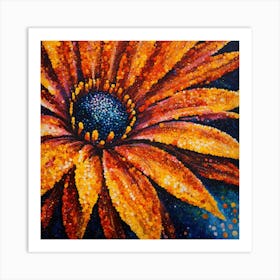 Pointillist on canvas "Flower of Daisies" 1 Art Print