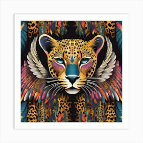 Leopard With Feathers Art Print